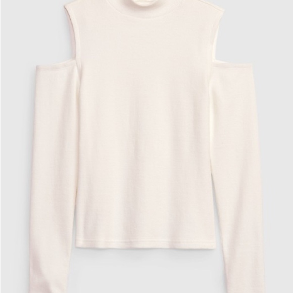 Mockneck Rib Cold Shoulder Top - Picture 3 of 10